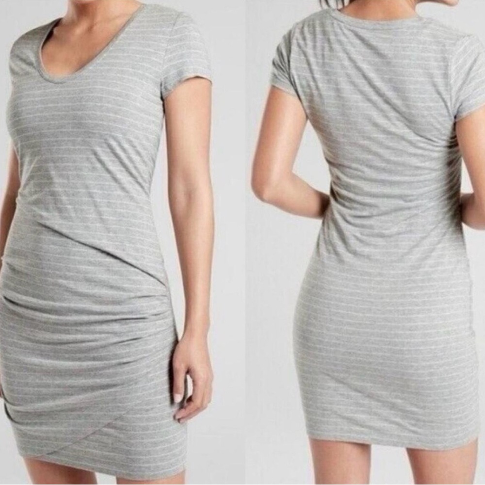 ATHLETA Central Stripe Ruched Mini Dress